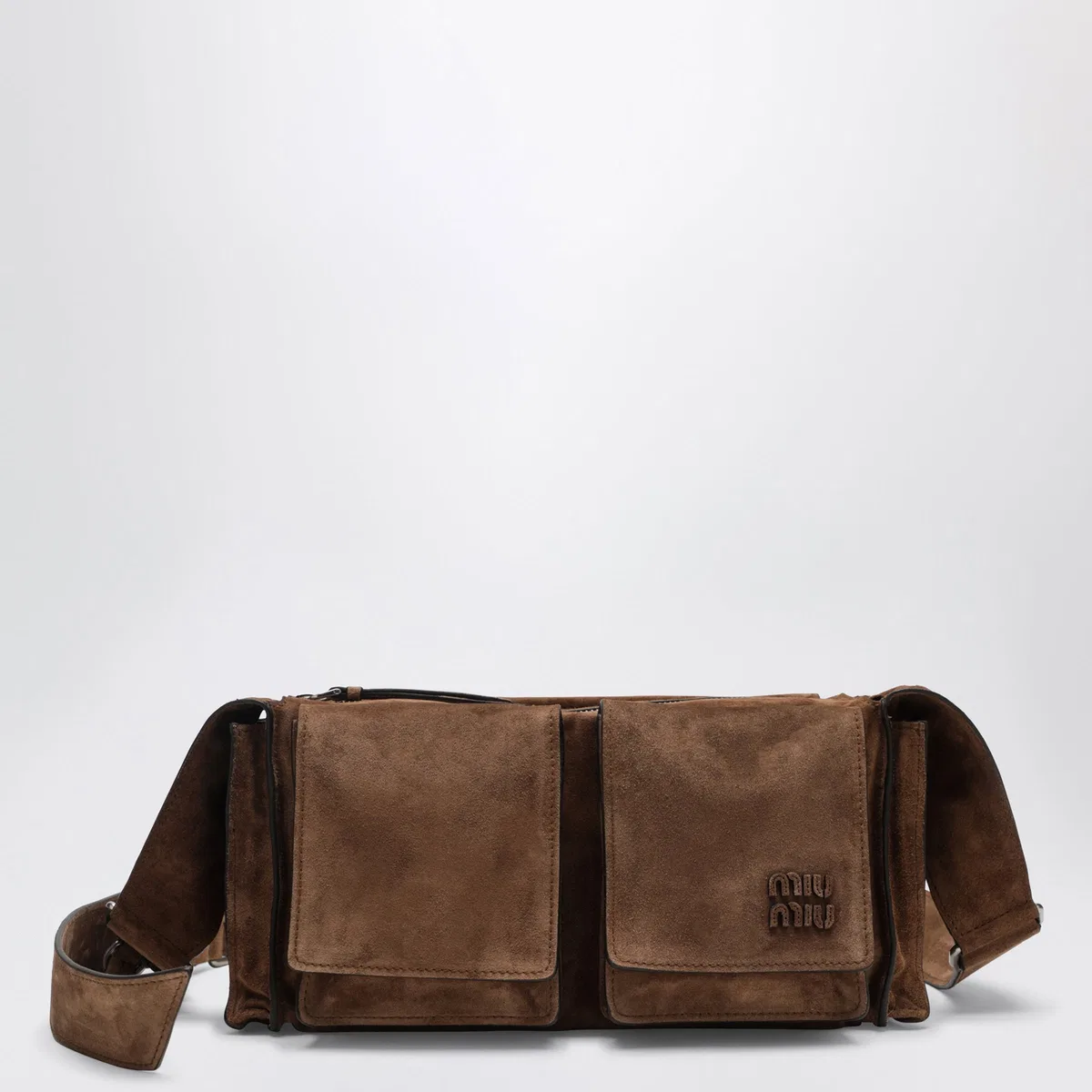 Miu Miu Utilitaire Crossbody Bag In Cocoa Suede
