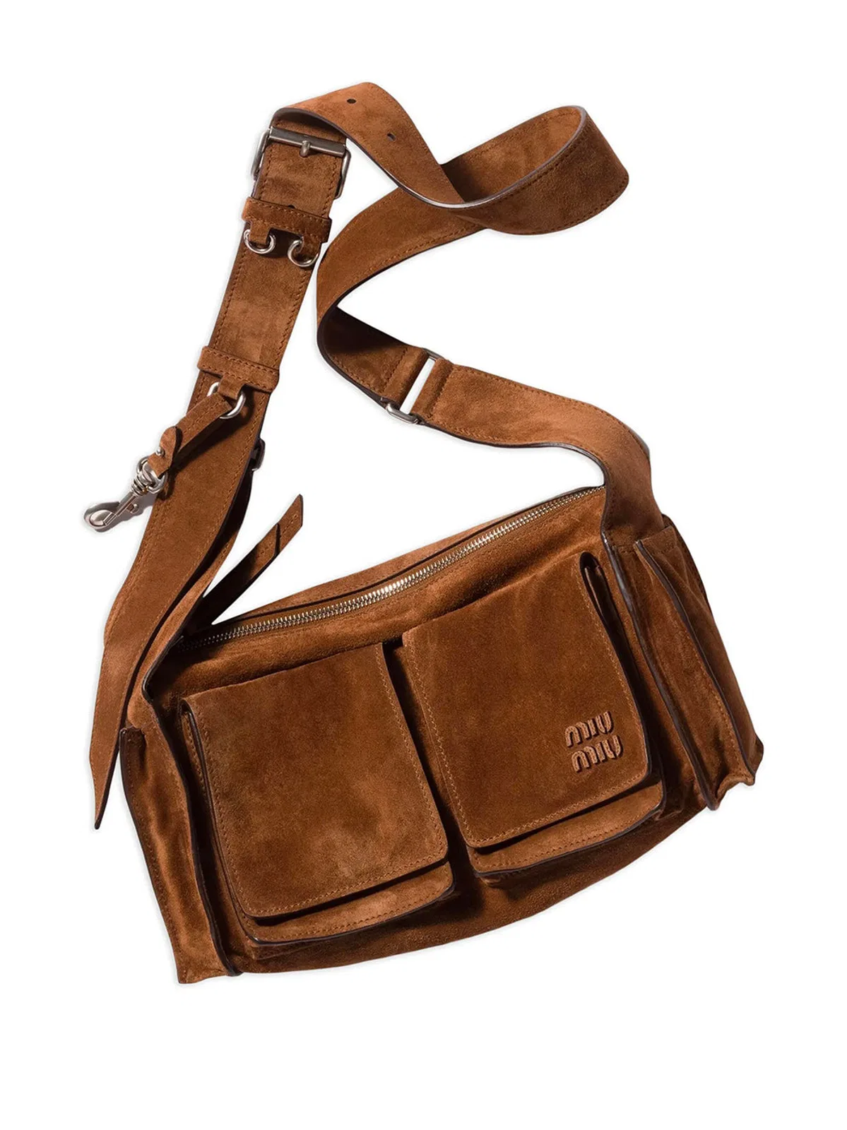 Miu Miu Brown Suede Utilitaire Crossbody Bag