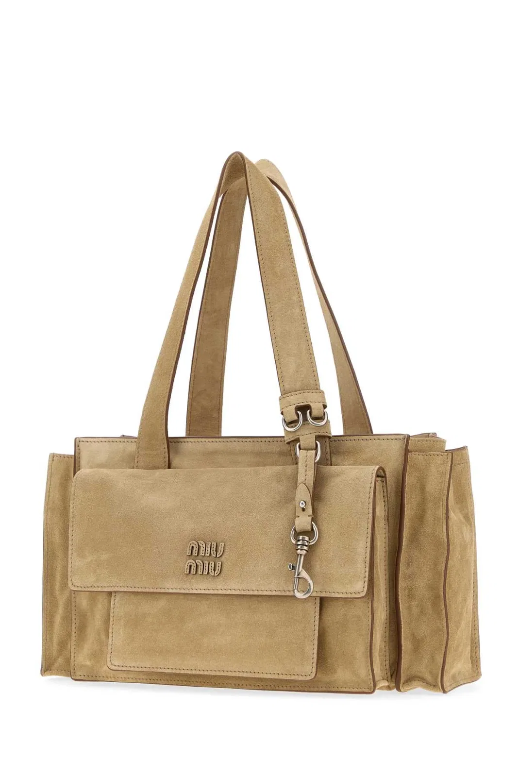 Miu Miu Beige Suede Utilitaire Shopping Bag