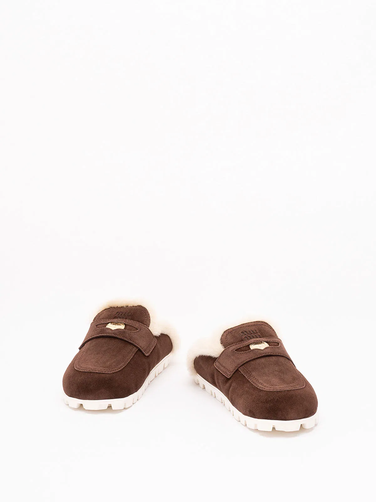 Miu Miu Suede And Shearling Mules