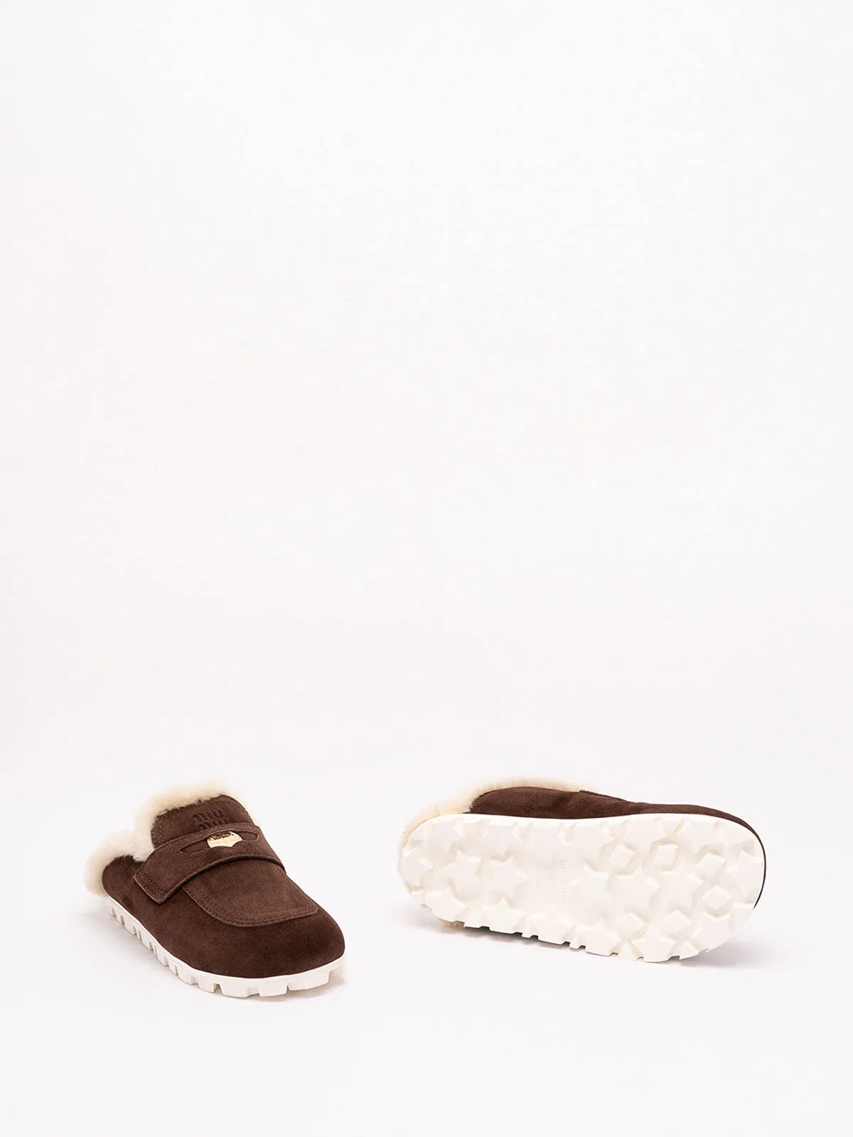 Miu Miu Suede And Shearling Mules