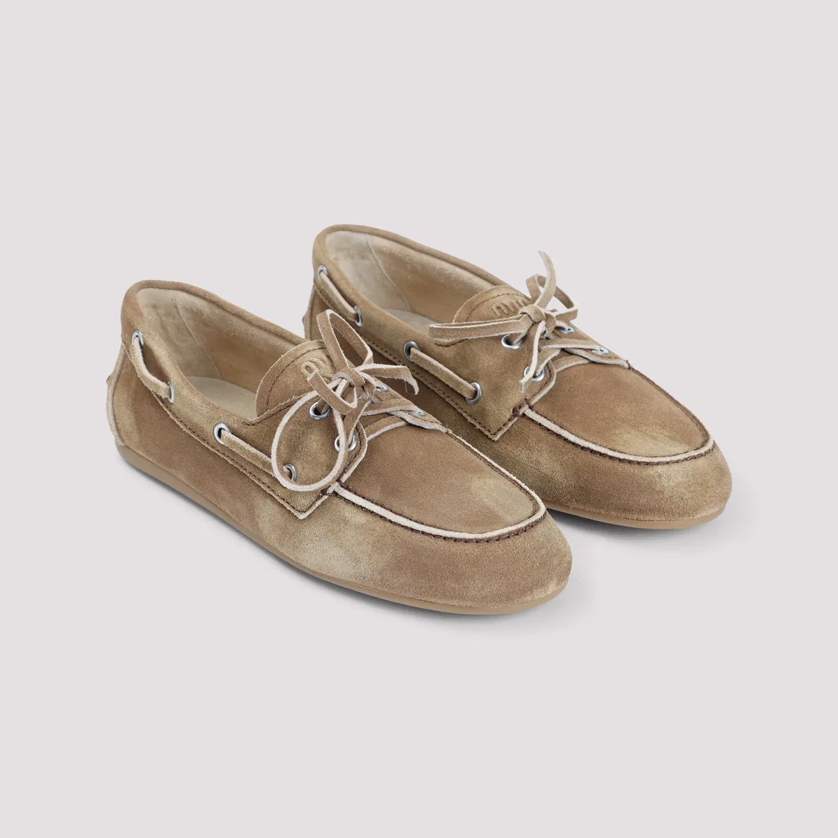 Miu Miu Camel Suede Loafers