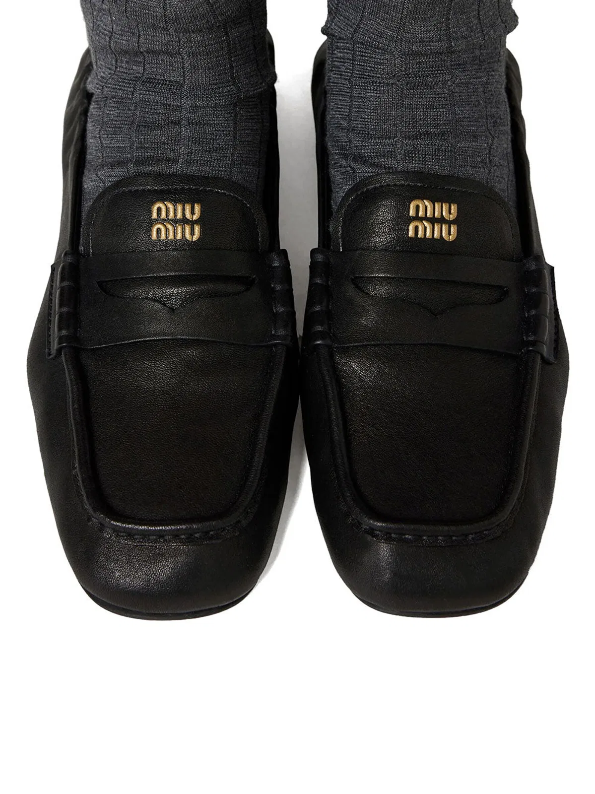 Miu Miu Ruches Nappa Leather Loafers