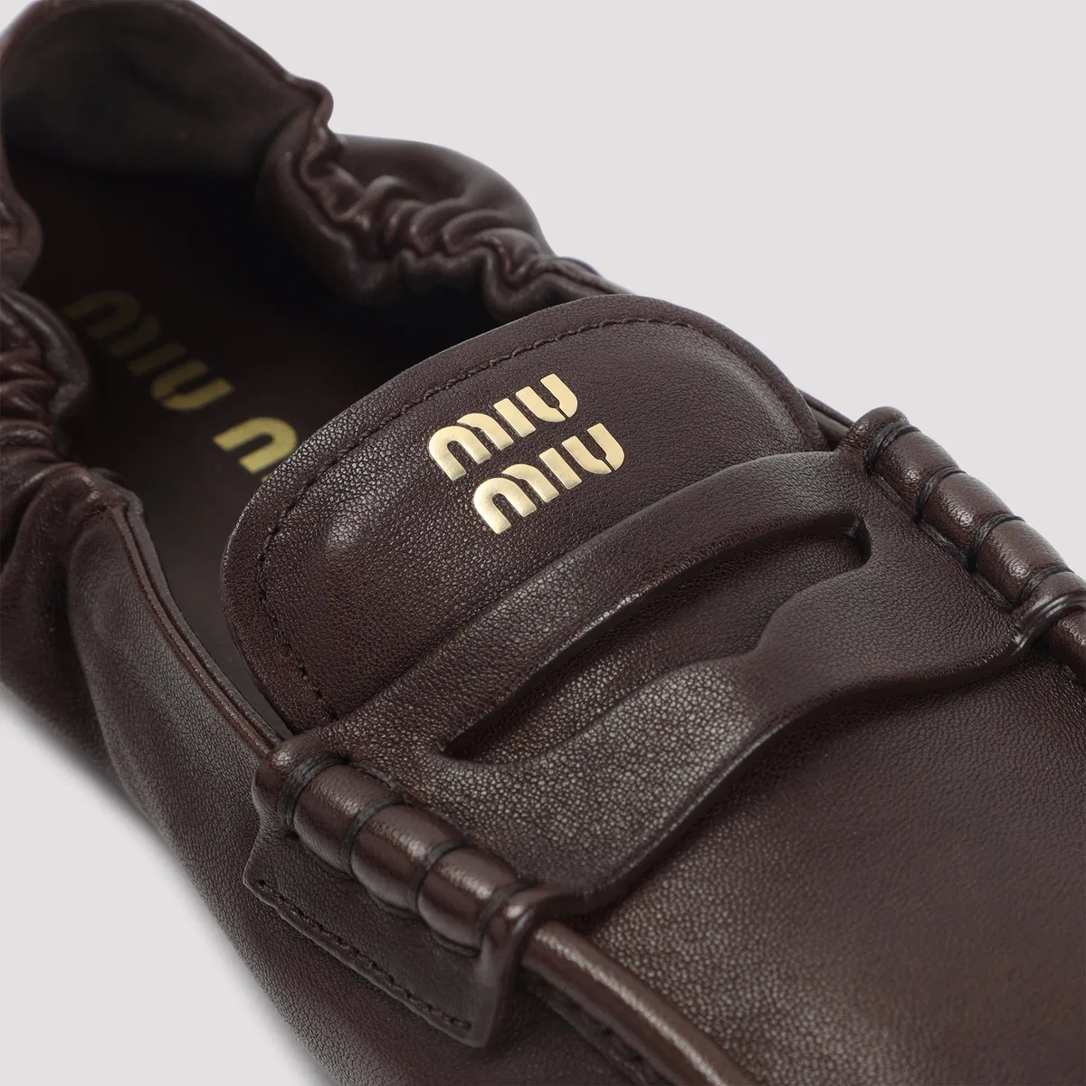 Miu Miu Ruches Nappa Leather Loafers