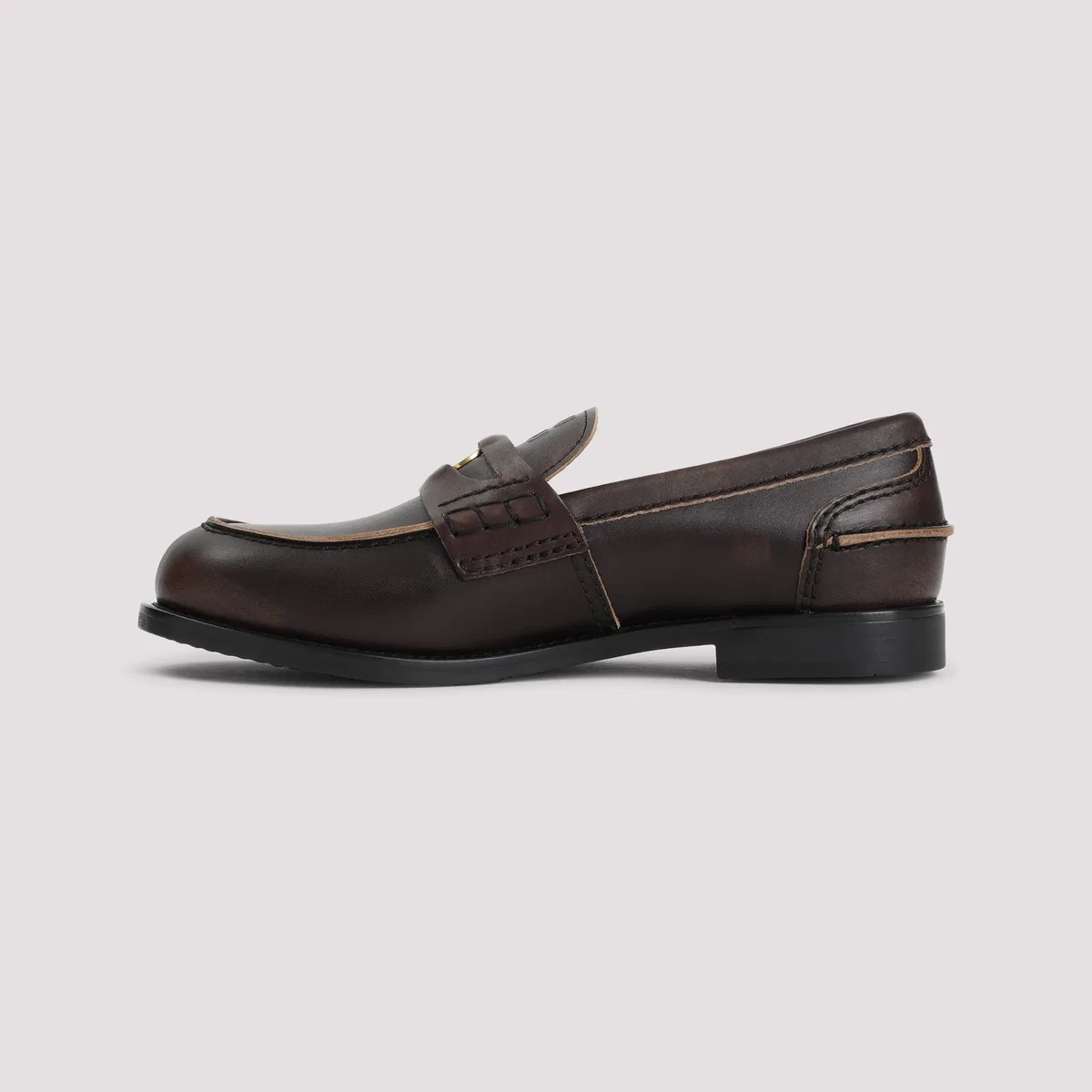 Miu Miu Dark Brown Leather Loafers