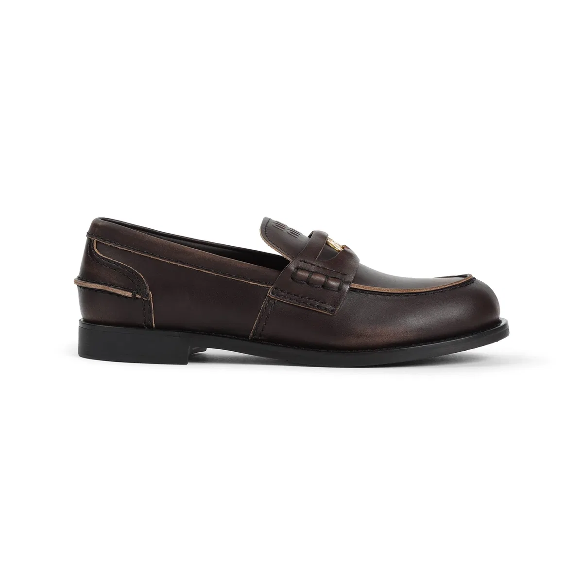 Miu Miu Dark Brown Leather Loafers
