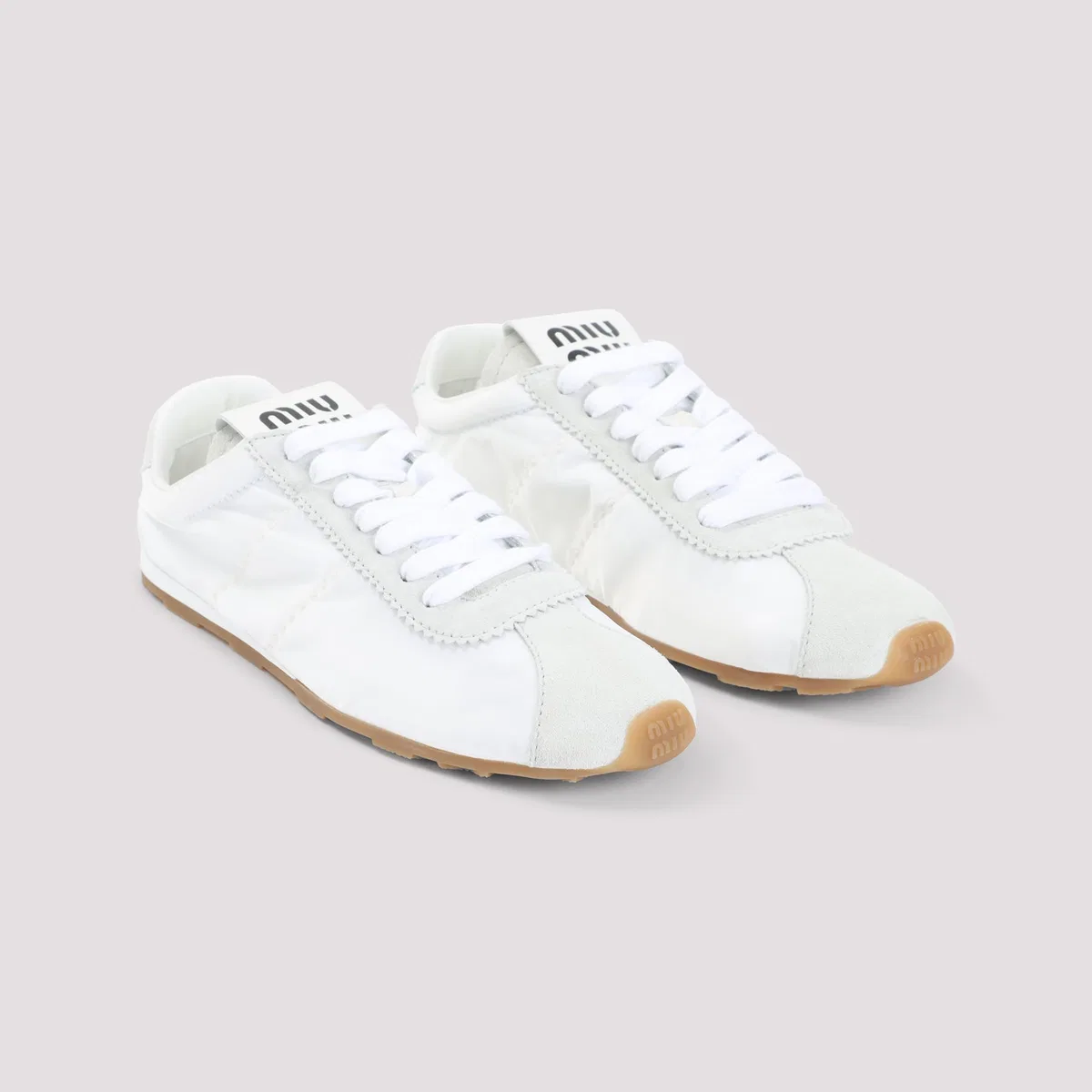 Miu Miu White Fabric And Suede Sneakers