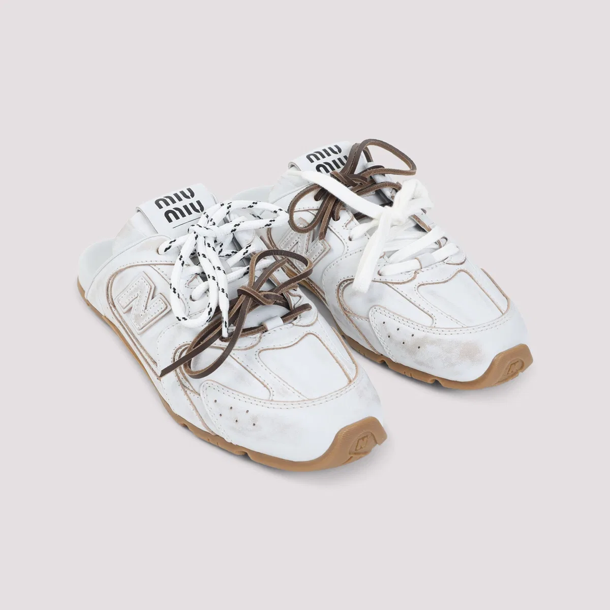Miu Miu White Open Heel Shoes