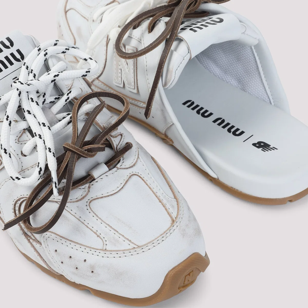 Miu Miu White Open Heel Shoes