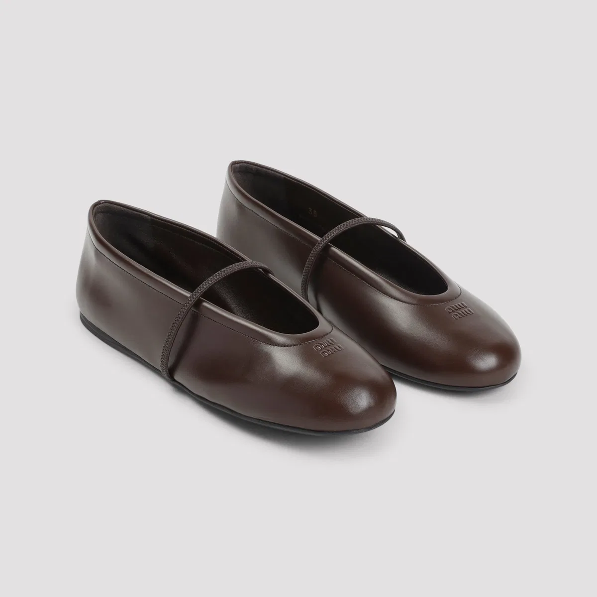 Miu Miu Chocolate Leather Ballerinas