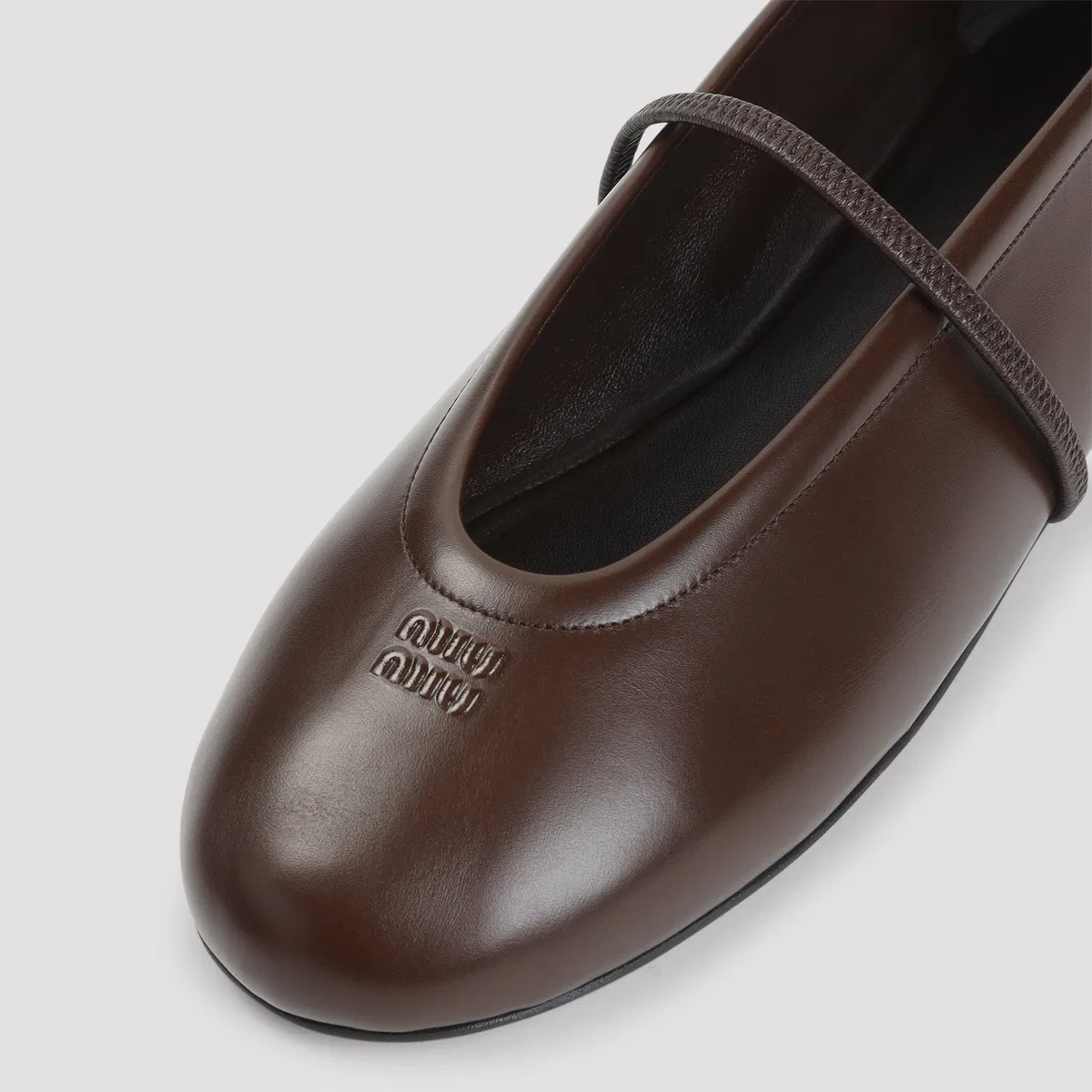 Miu Miu Chocolate Leather Ballerinas