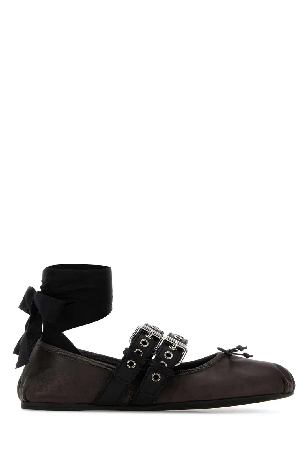 Miu Miu Dark Brown Leather Ballerinas