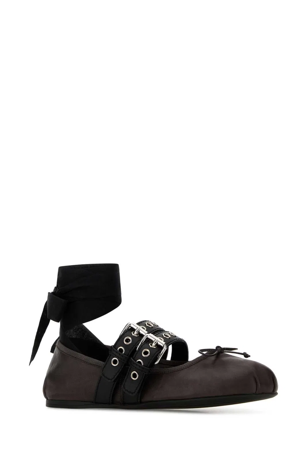 Miu Miu Dark Brown Leather Ballerinas