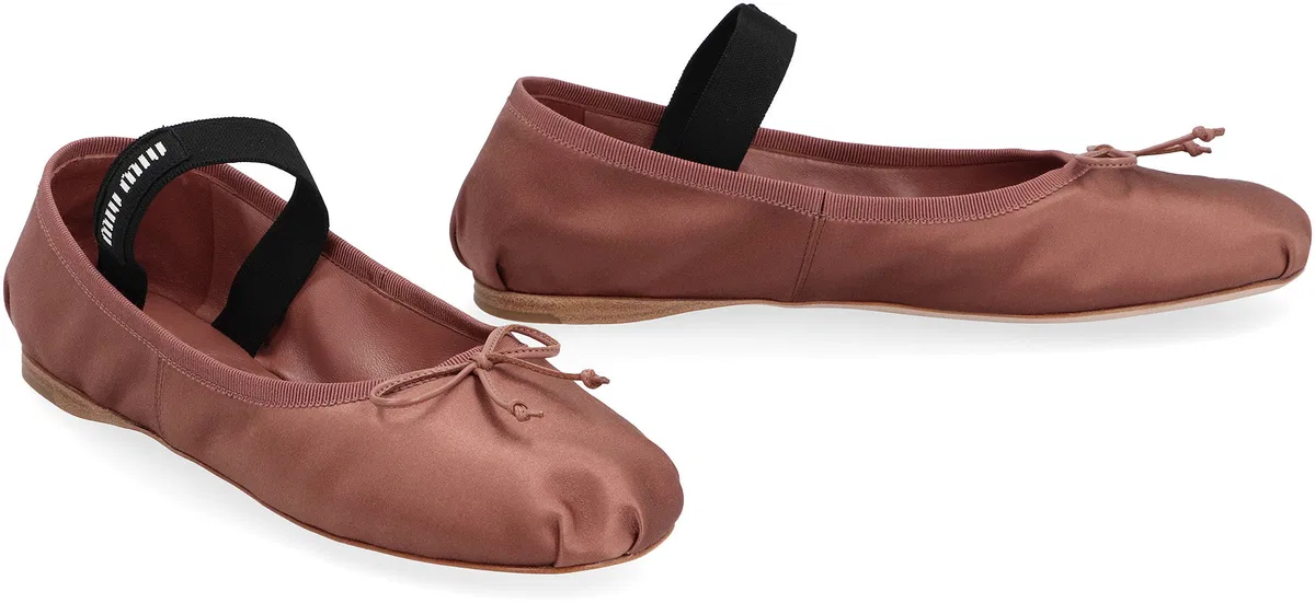 Miu Miu Dark Pink Satin Ballerinas