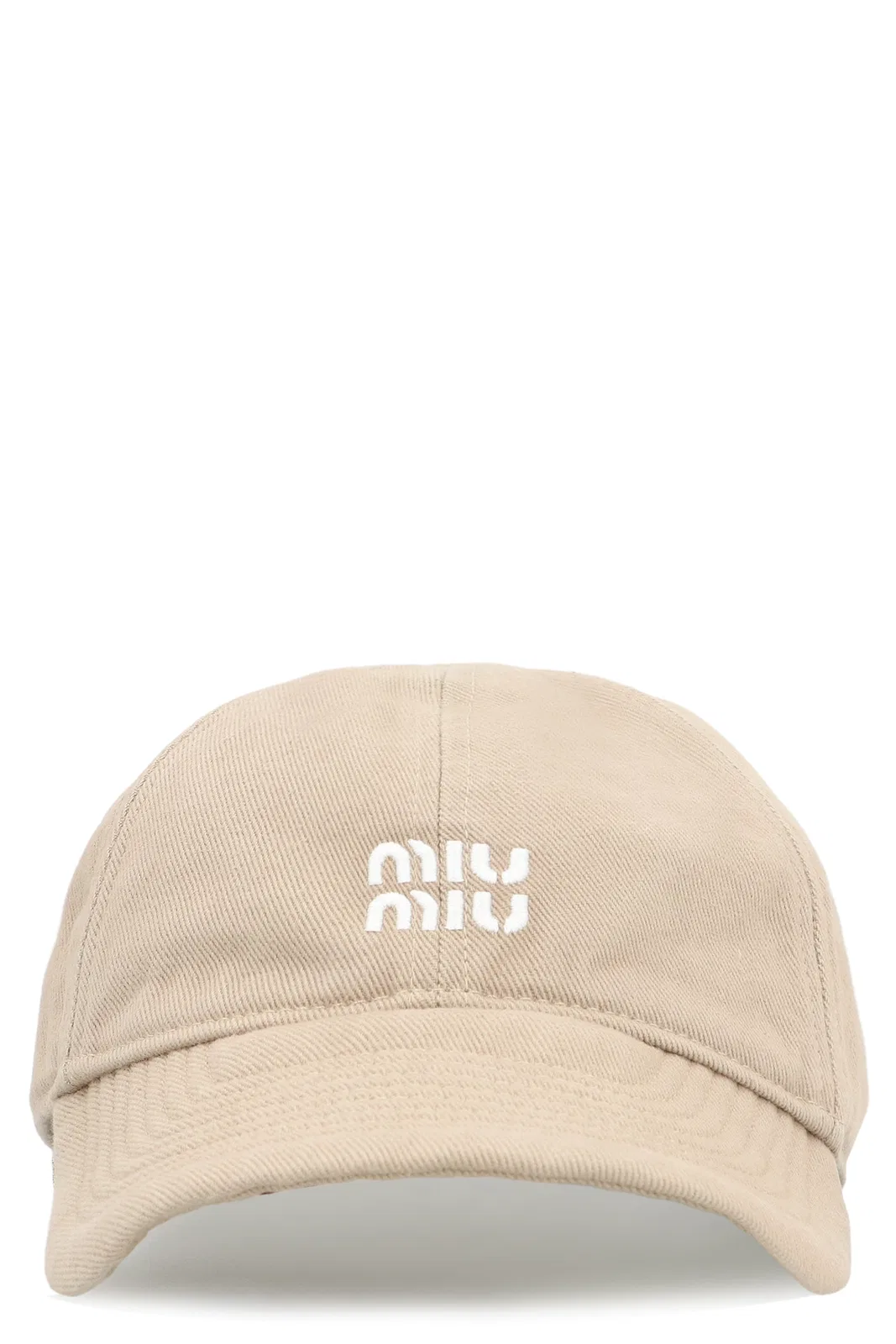Miu Miu Washed Denim Baseball Cap In Beige And B