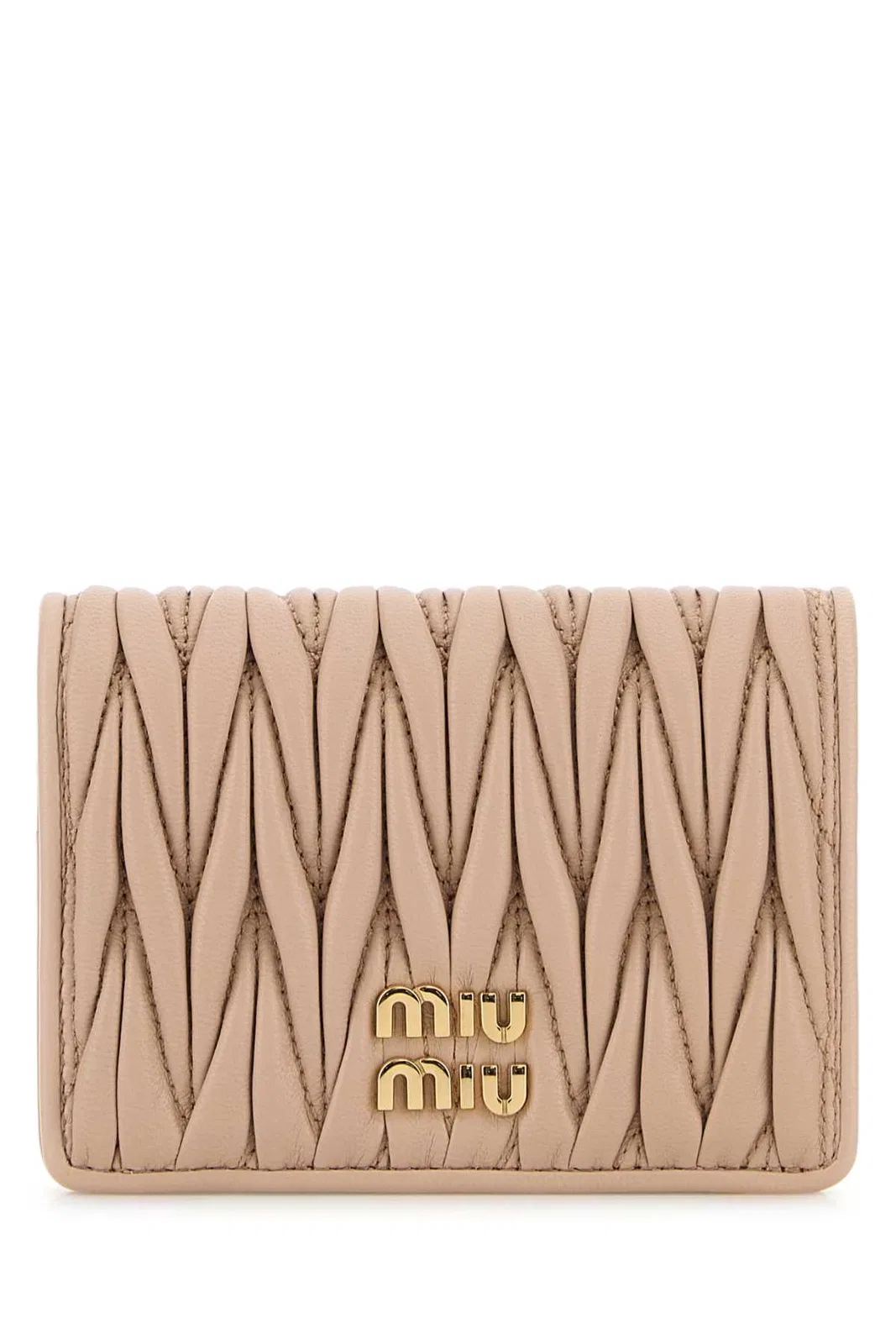 Miu Miu Compact Wallet In Powderpink Quilted Nap