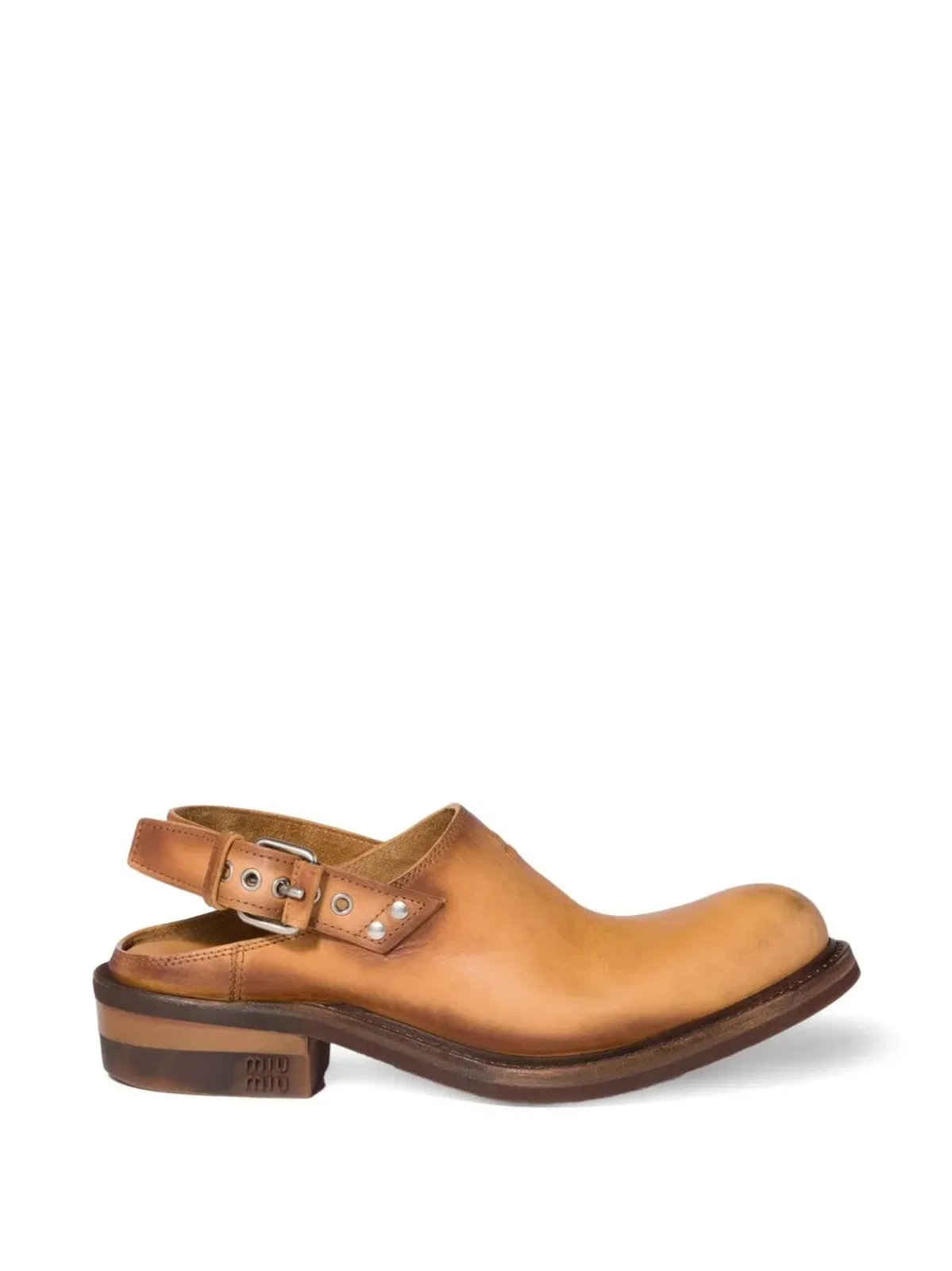 Miu Miu Foule Antiqued Leather Mules