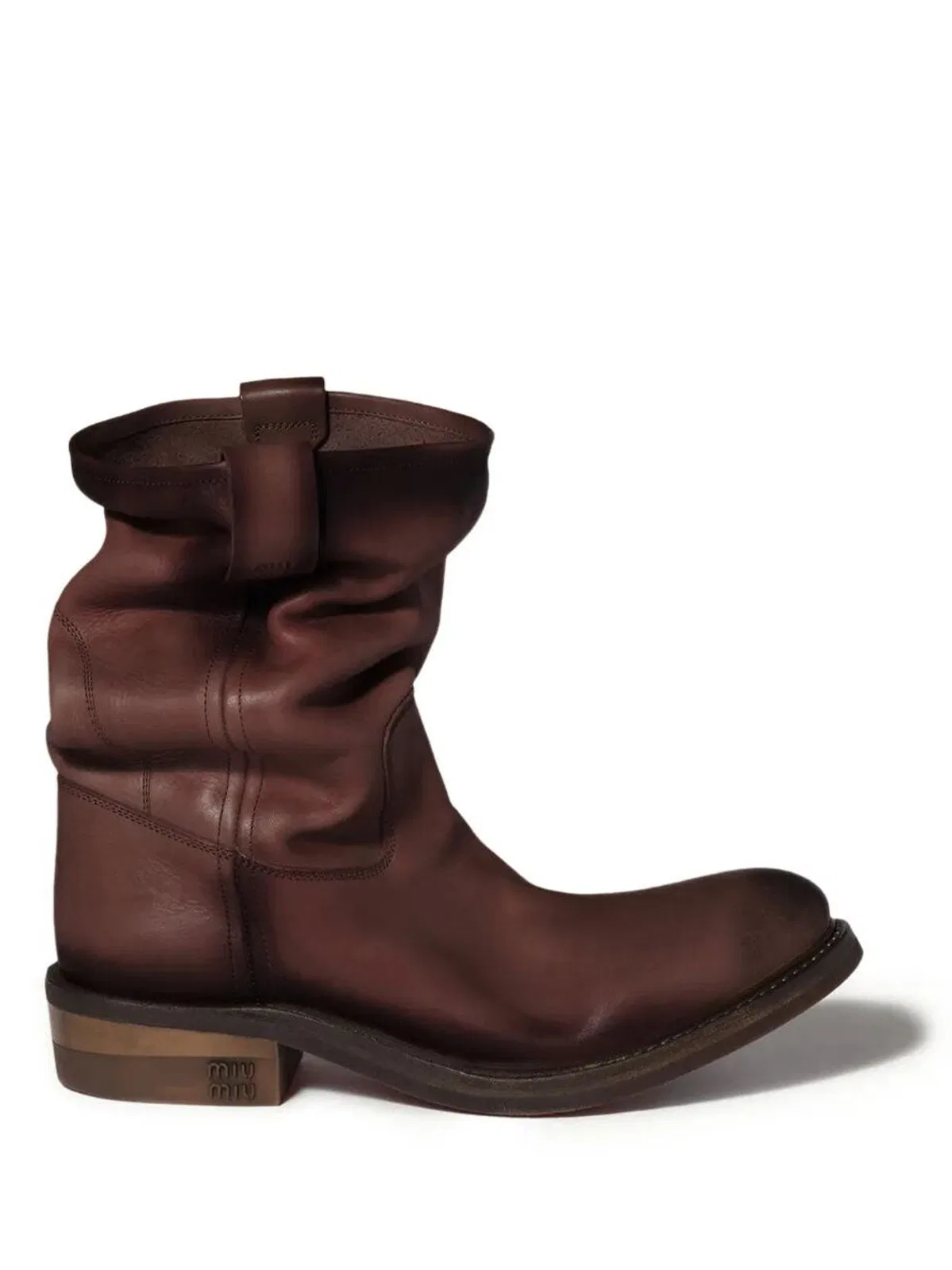 Miu Miu Foule Aged Look Leather Booties
