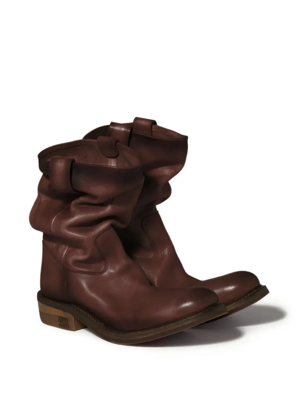 Miu Miu Foule Aged Look Leather Booties