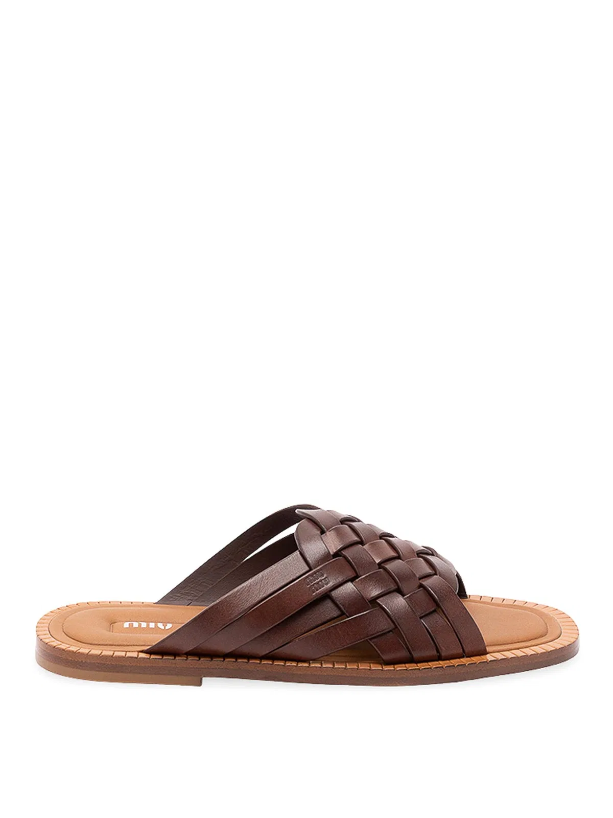 Miu Miu Wwoven Leather Sandals