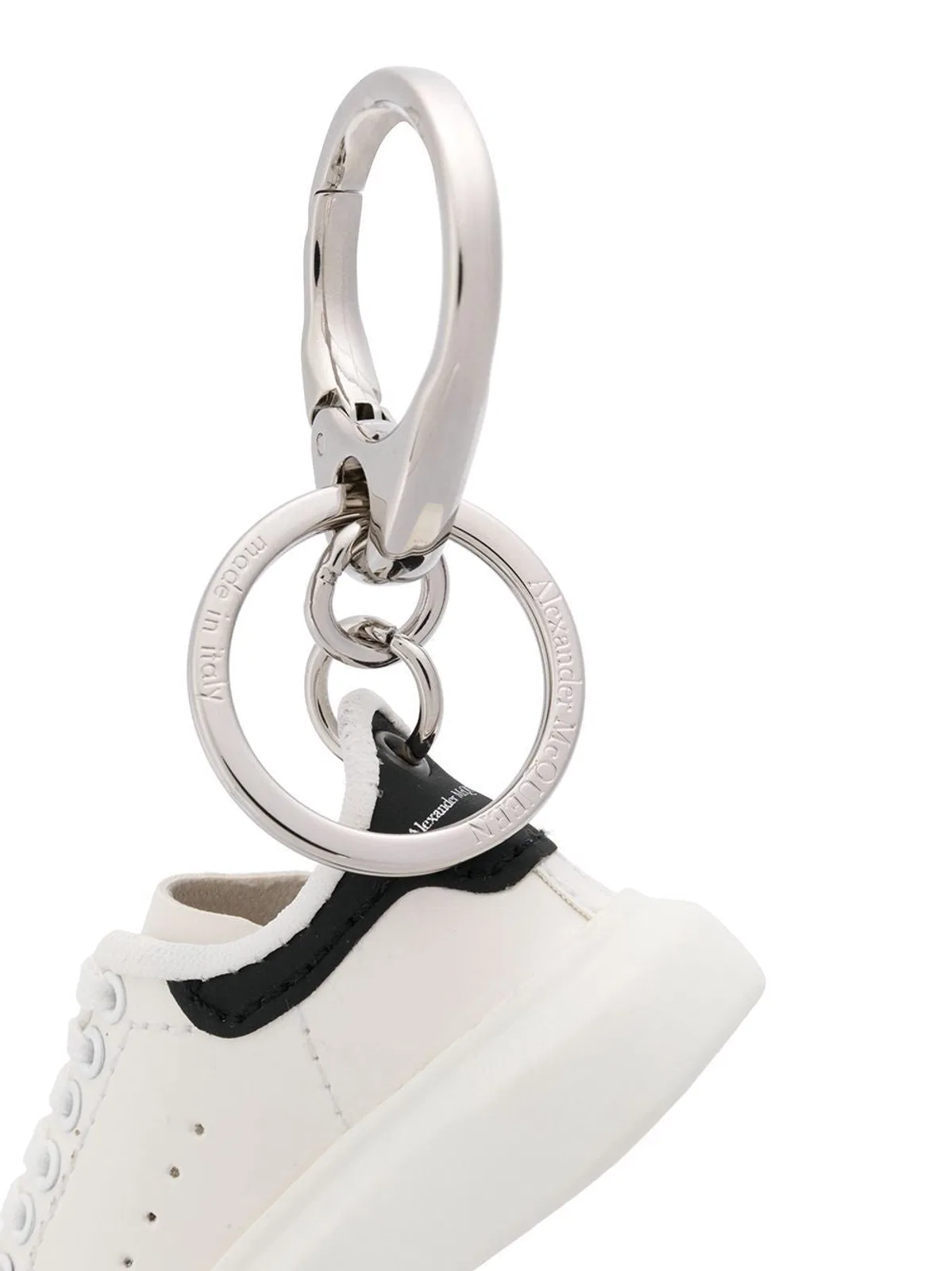Alexander Mcqueen White Leather Key Ring