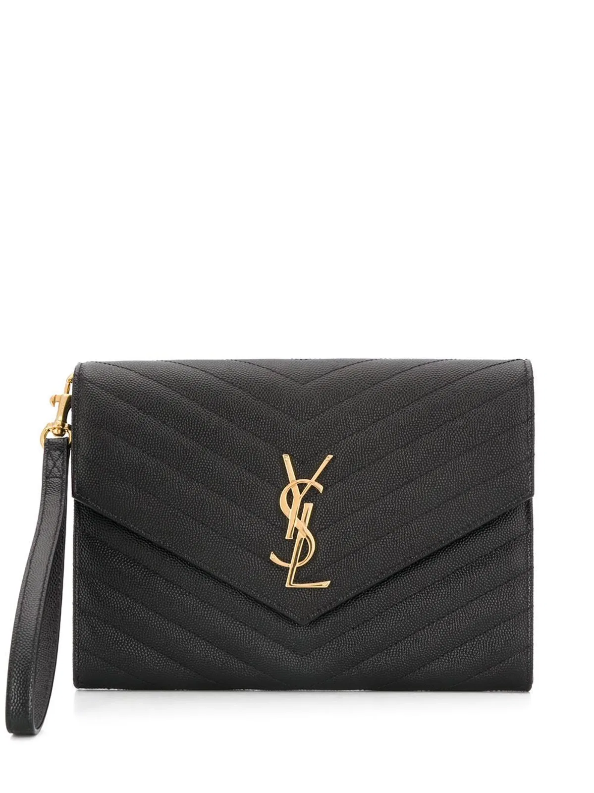 Saint Laurent Cassandre Flap Pouch In Grain De Poudre 