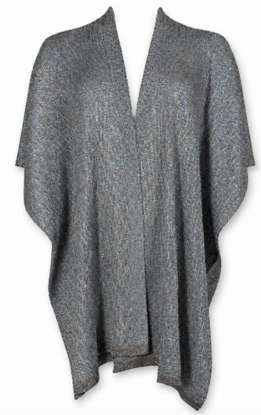 D.Exterior Gray Abstract Pattern Cape Sleeves Jacke