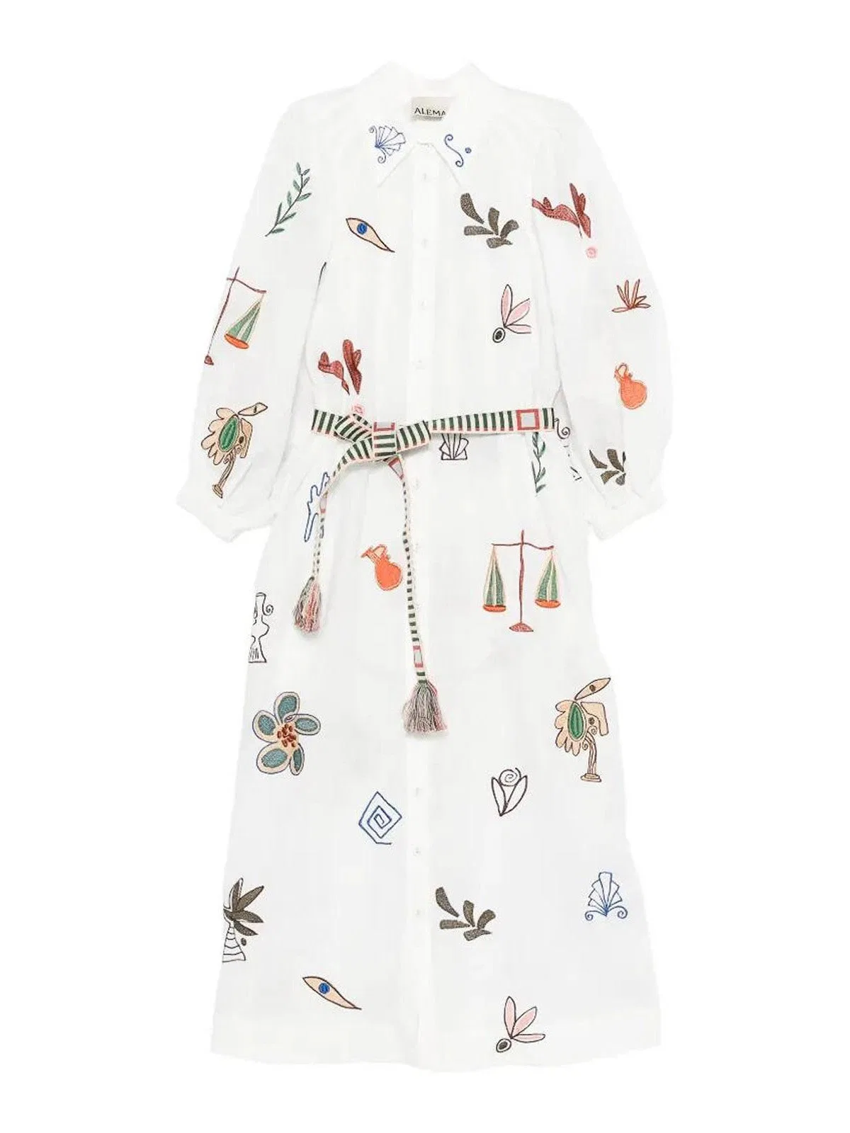 Alemais `Mina` Embroidered Shirt Dress