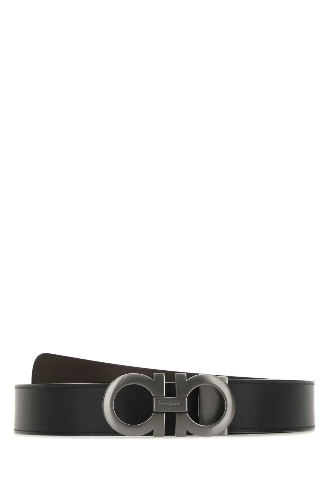 Ferragamo Black Leather Reversible Belt