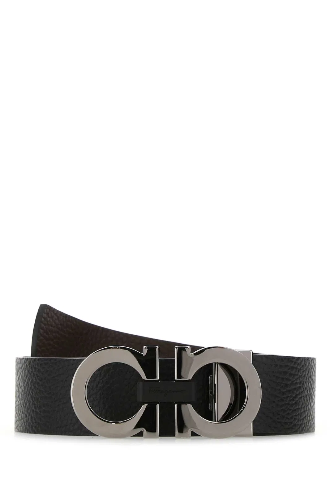 Ferragamo Black Leather Reversible Belt