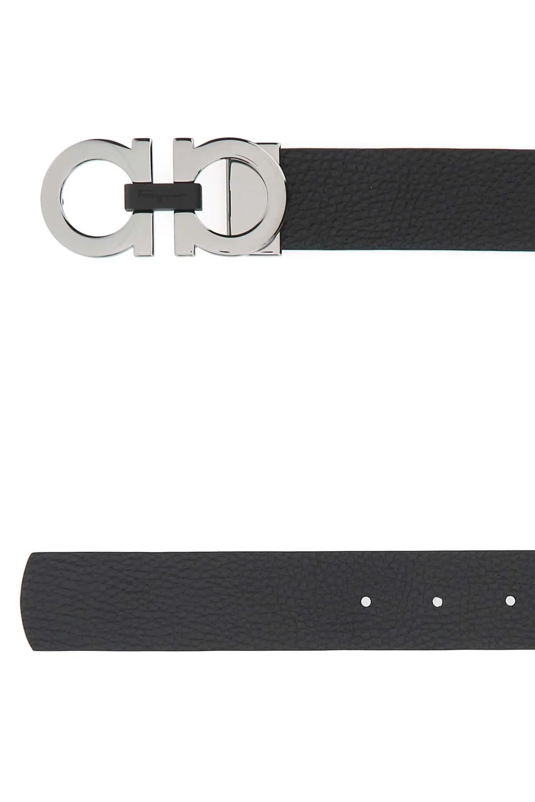 Ferragamo Black Leather Reversible Belt