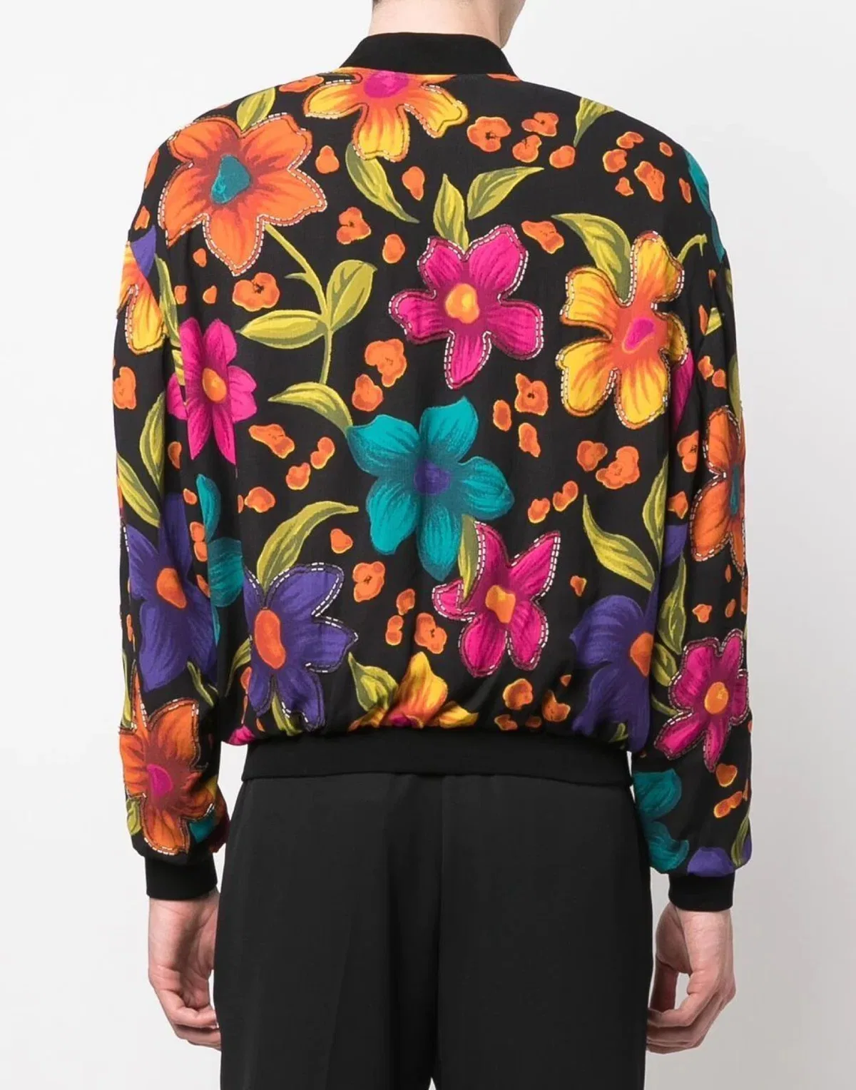 Saint Laurent Teddy Fleurs Crepe Jacket