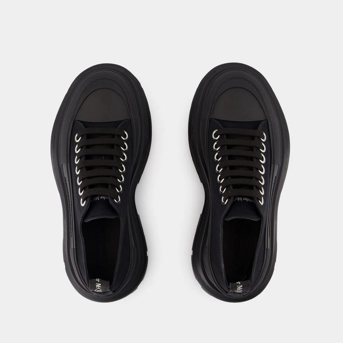 Alexander Mcqueen Black Canvas Tread Slick Sneakers