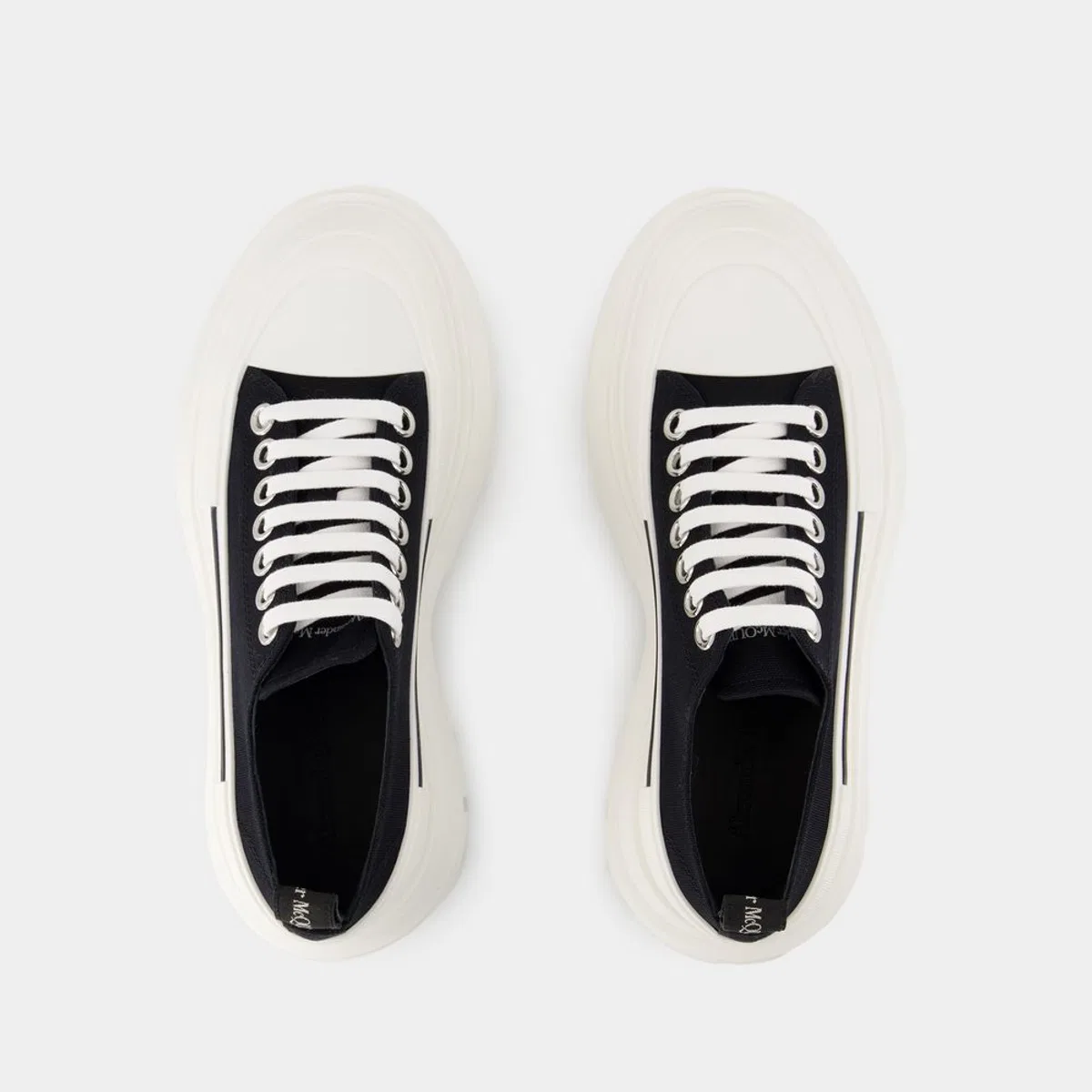 Alexander Mcqueen Black Canvas Tread Slick Sneakers