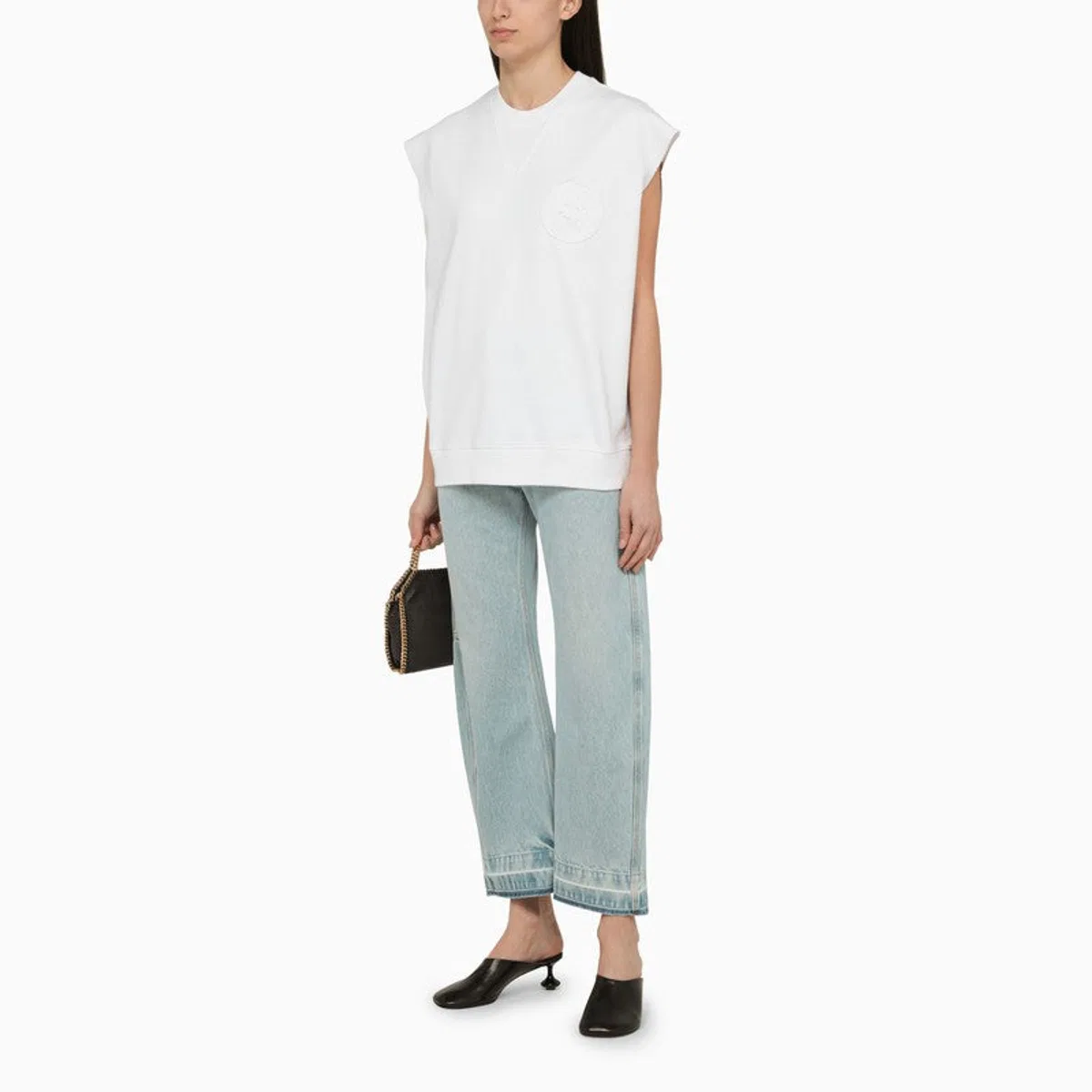 Stella Mccartney White Cotton Over Vest With Logo