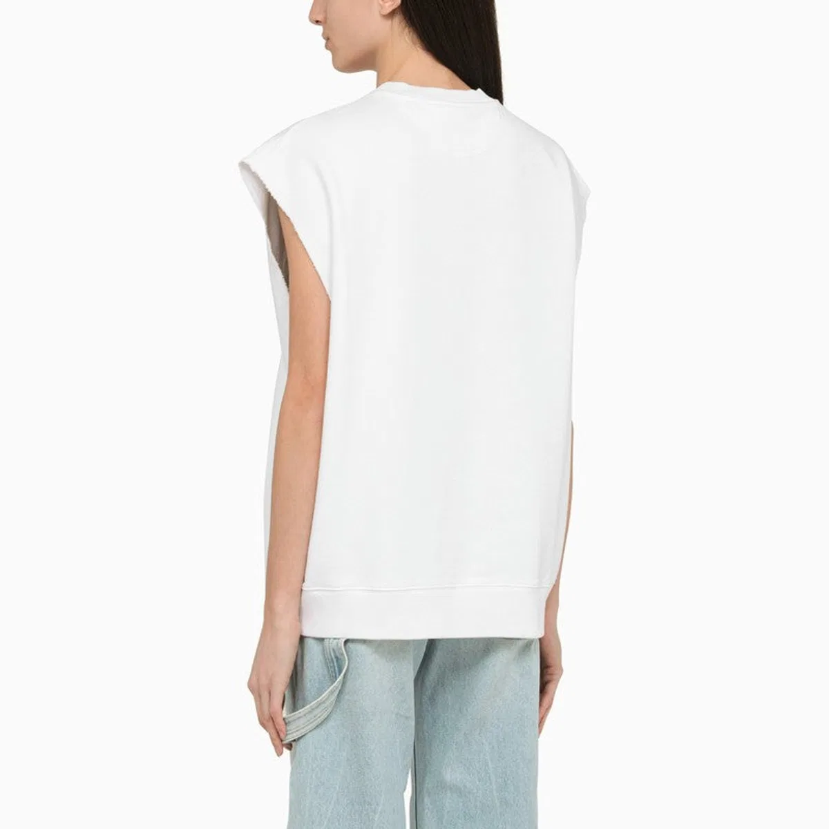 Stella Mccartney White Cotton Over Vest With Logo