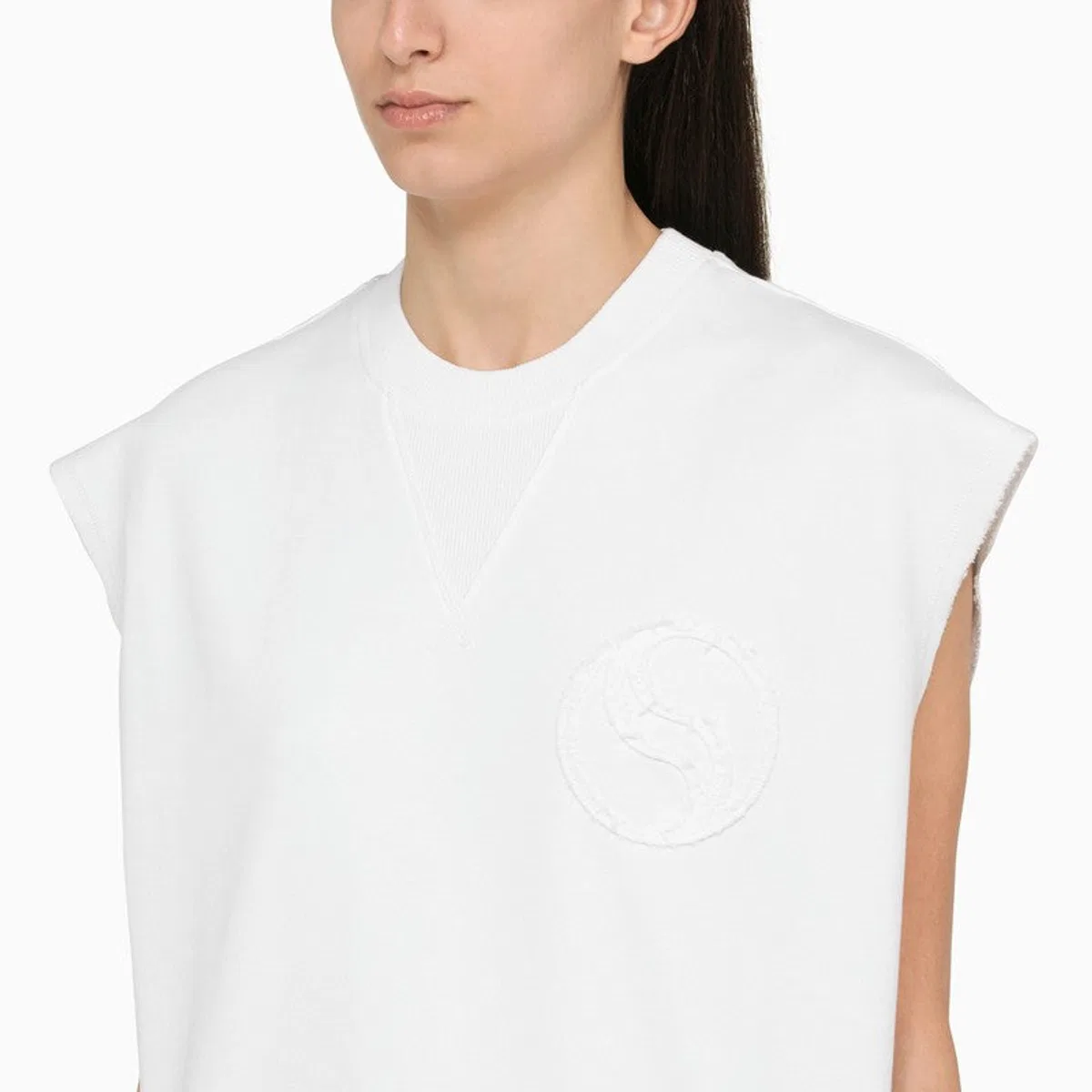 Stella Mccartney White Cotton Over Vest With Logo