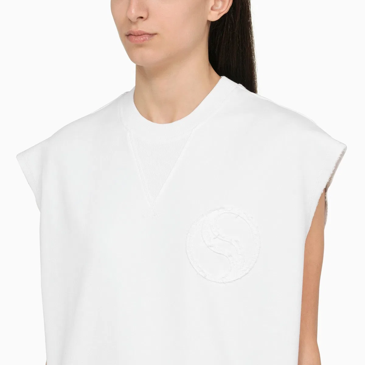 Stella Mccartney White Cotton Over Vest With Logo