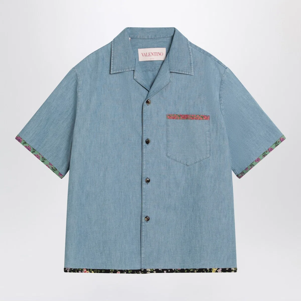 Valentino Denim Shirt With Floral Trims