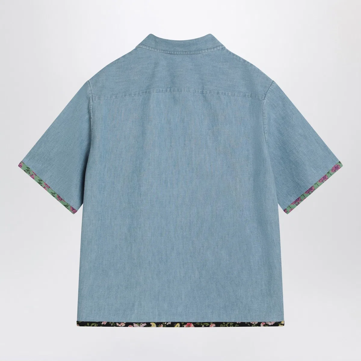 Valentino Denim Shirt With Floral Trims