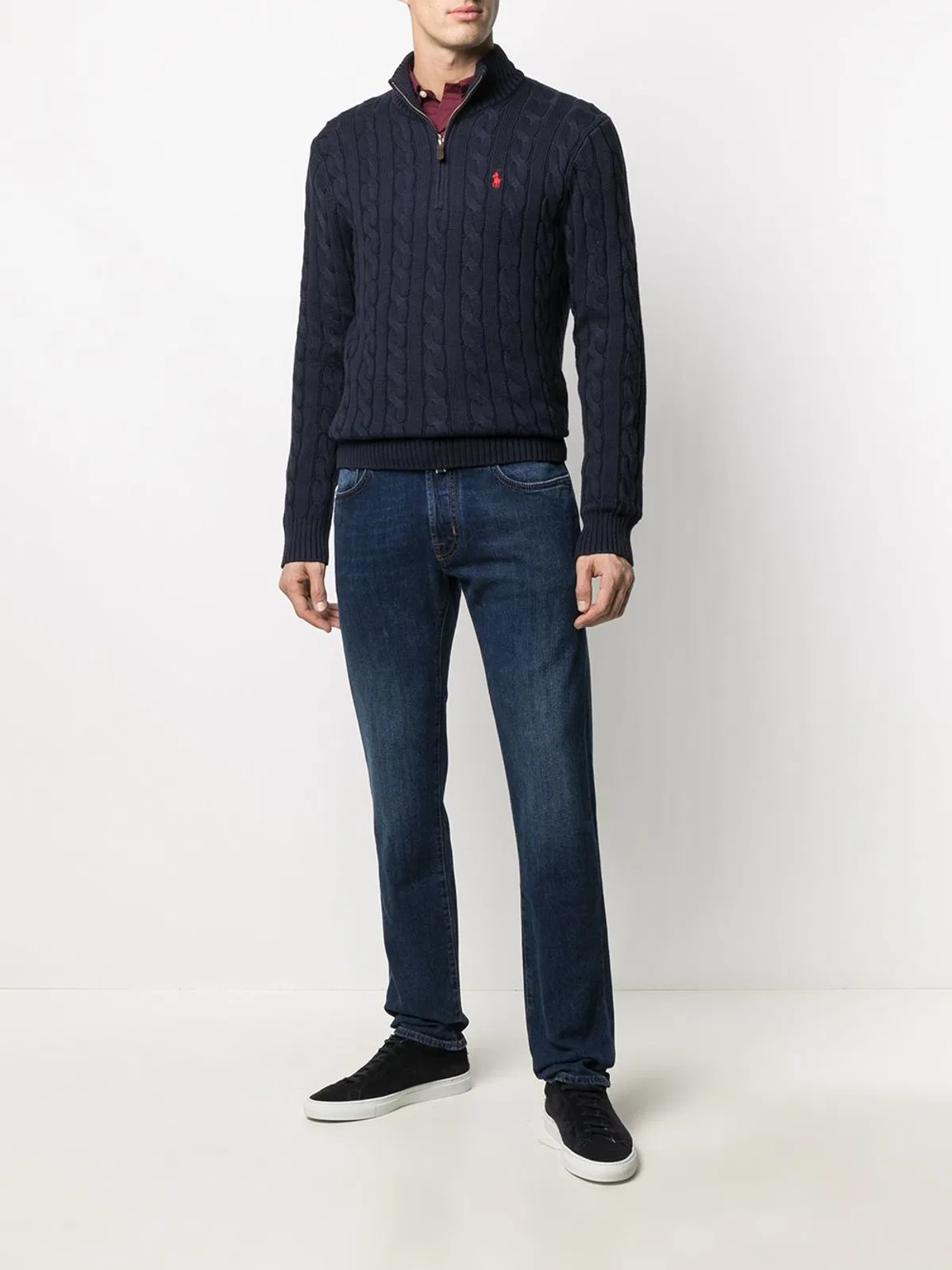 Polo Ralph Lauren Cotton Cable Knit Jumper With Zip Fasten