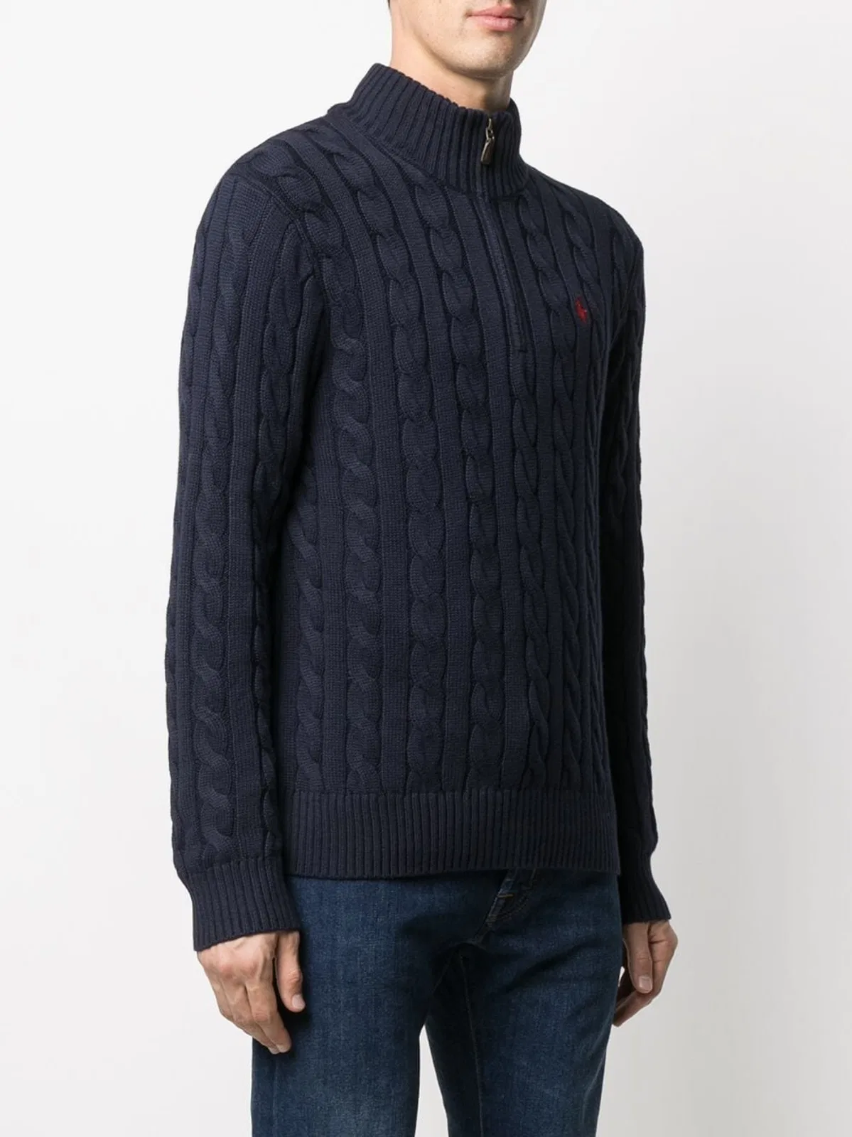 Polo Ralph Lauren Cotton Cable Knit Jumper With Zip Fasten