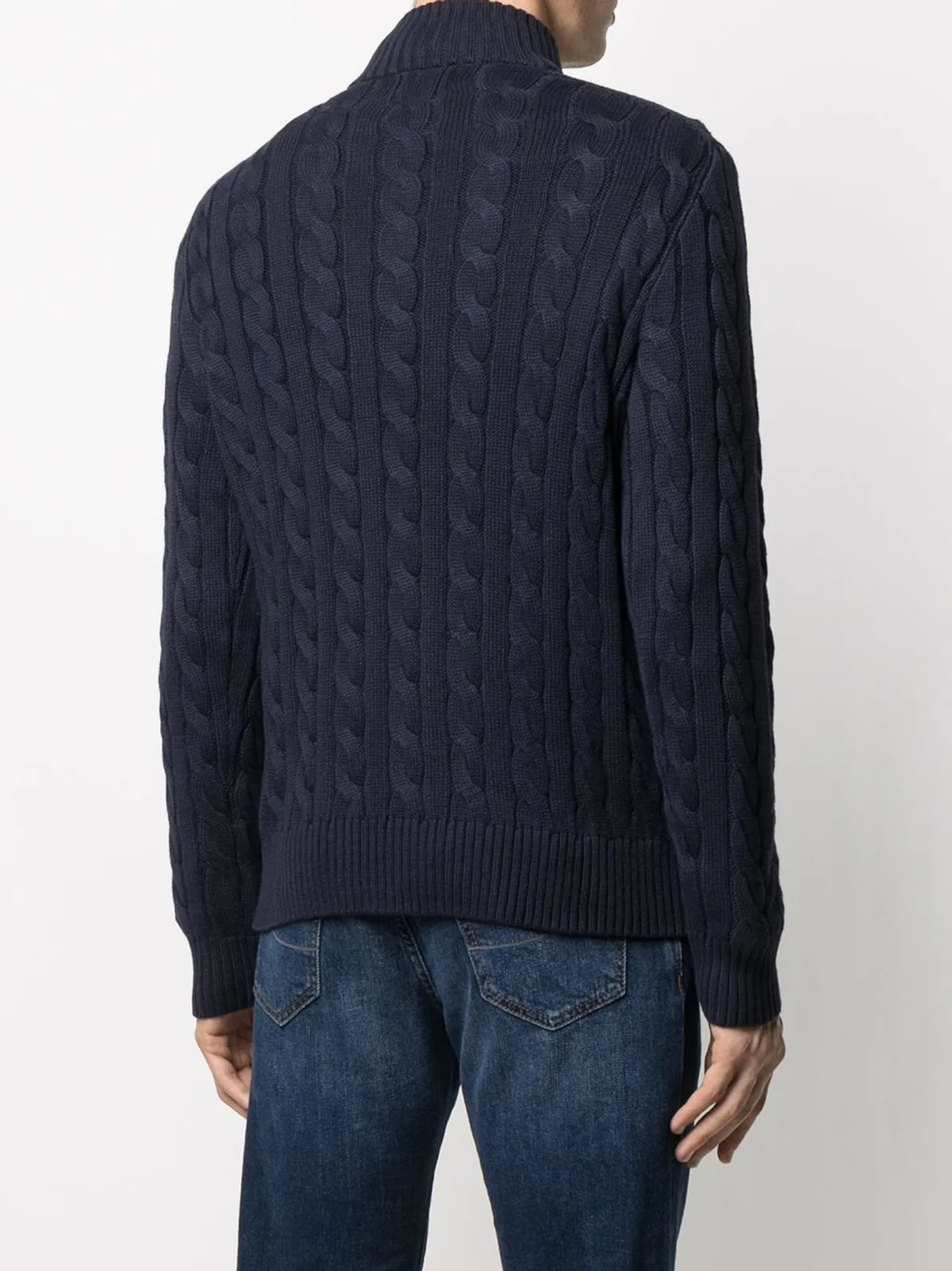 Polo Ralph Lauren Cotton Cable Knit Jumper With Zip Fasten