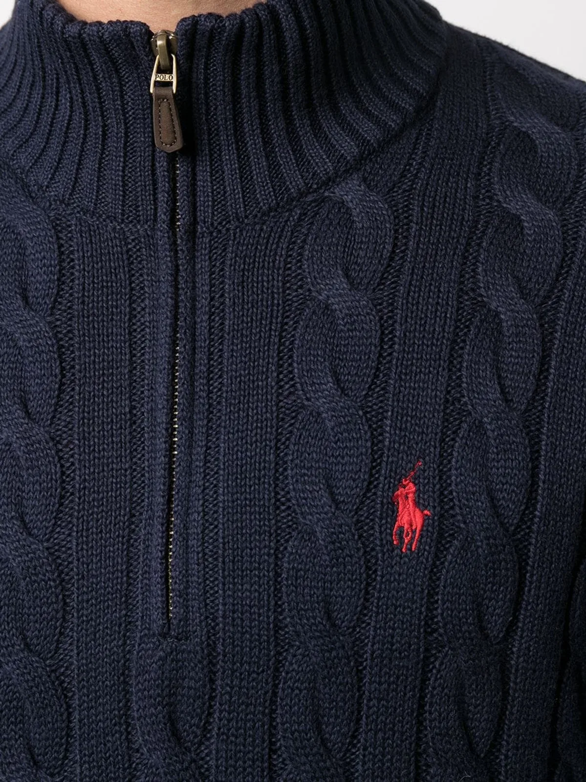 Polo Ralph Lauren Cotton Cable Knit Jumper With Zip Fasten