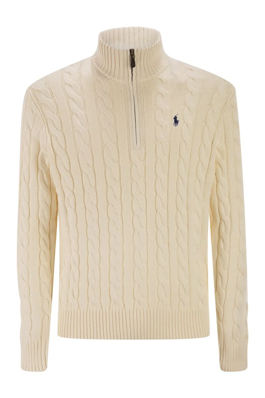Polo Ralph Lauren Cotton Cable Knit Jumper With Zip Fasten