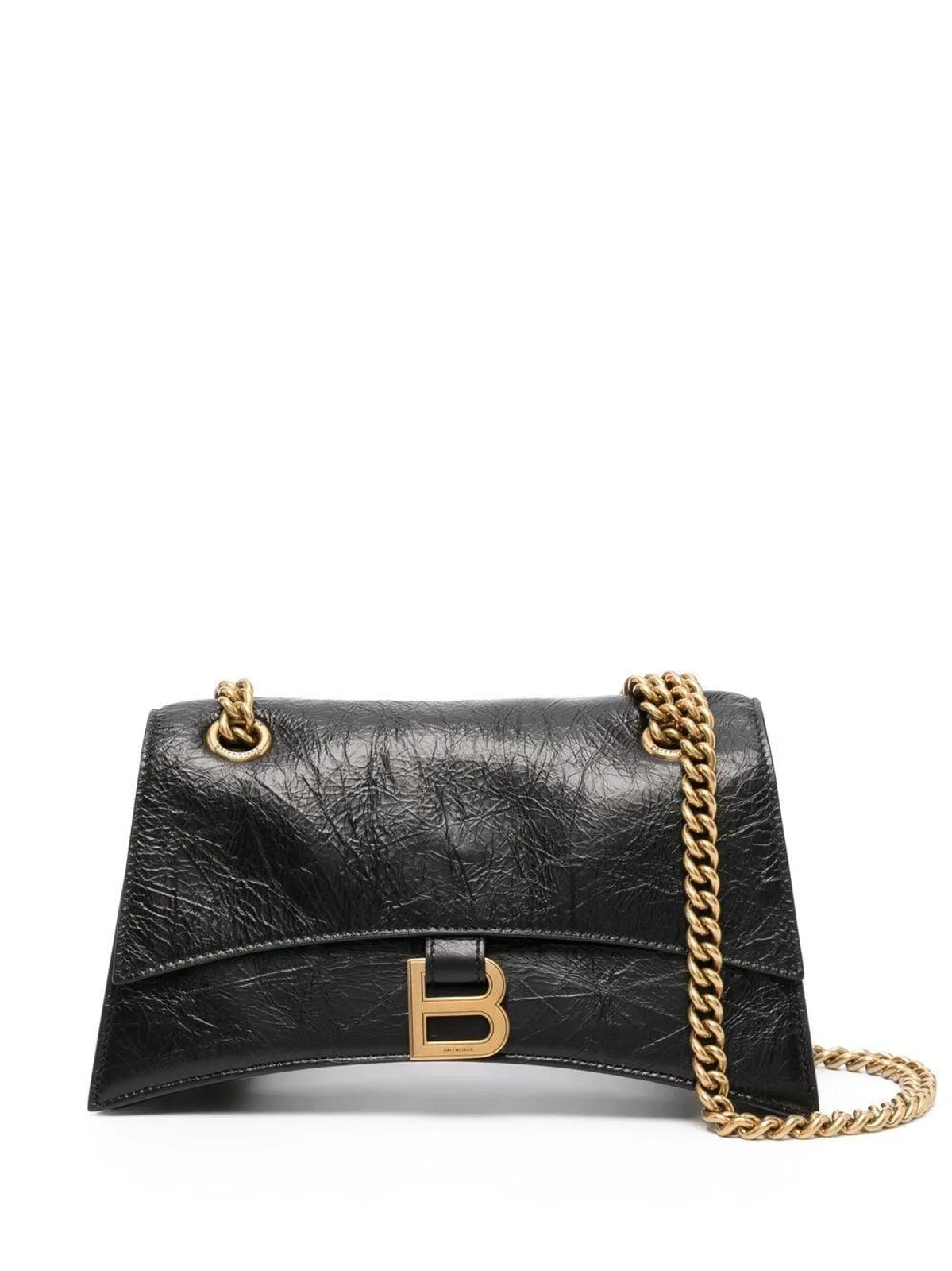 Balenciaga Black Leather Crush S Shoulder Bag
