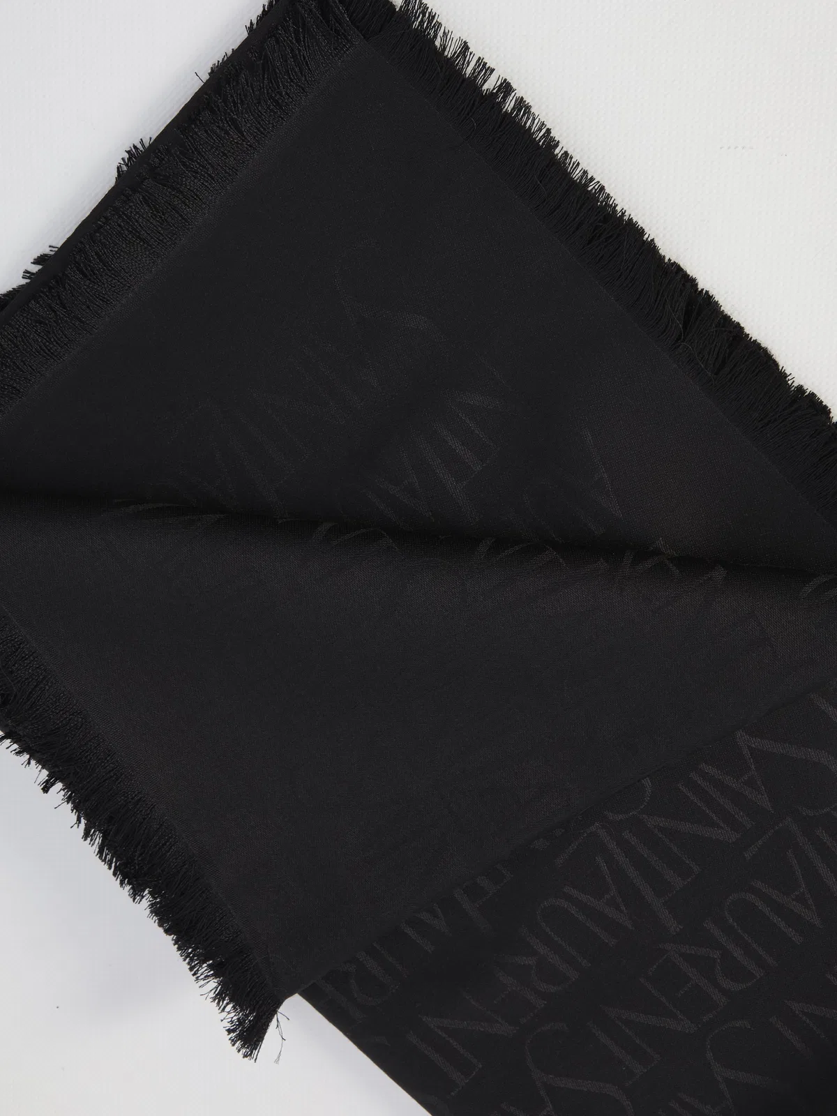 Saint Laurent Black Silk Jacquard Scarf