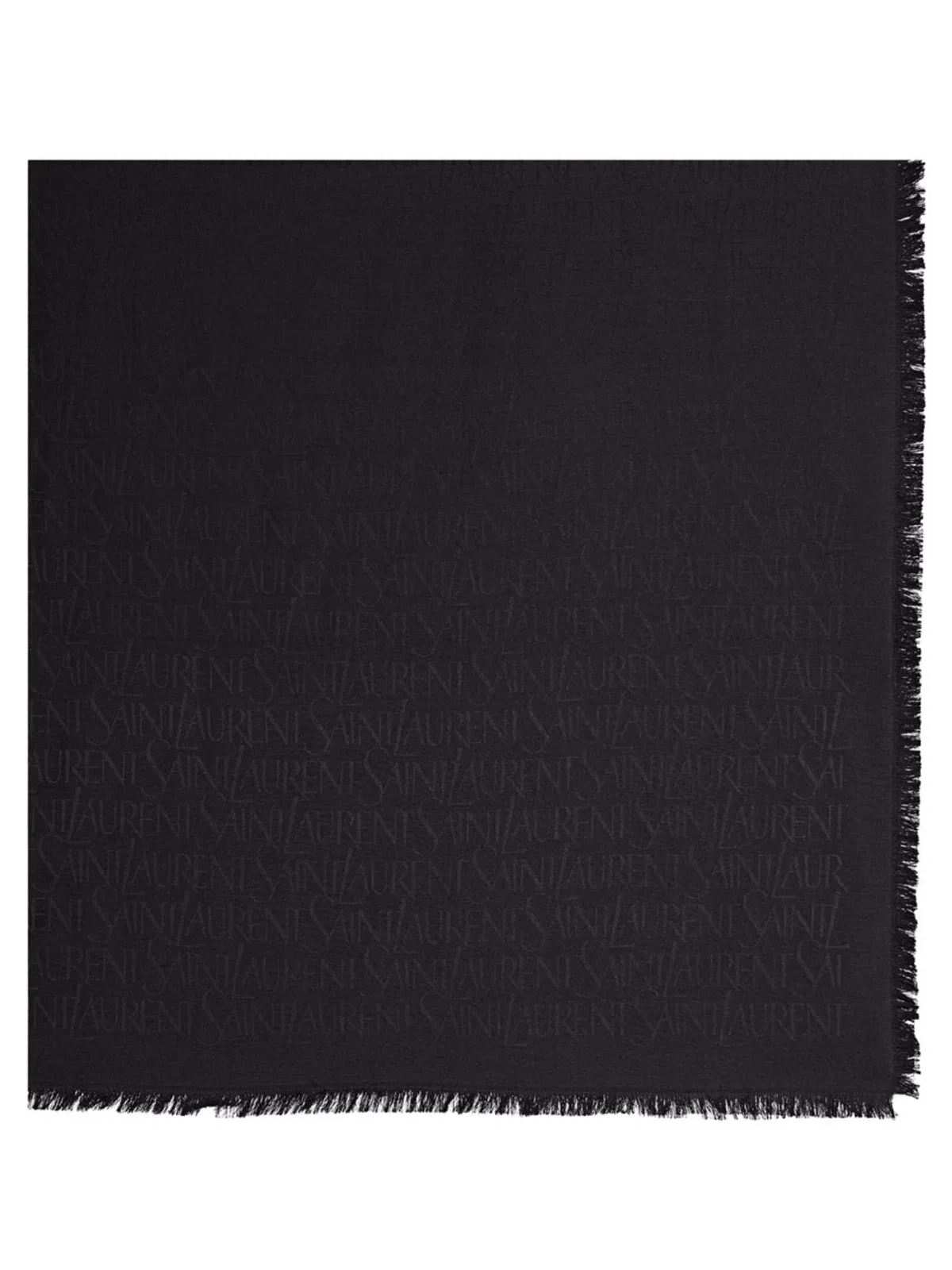 Saint Laurent Black Silk Jacquard Scarf