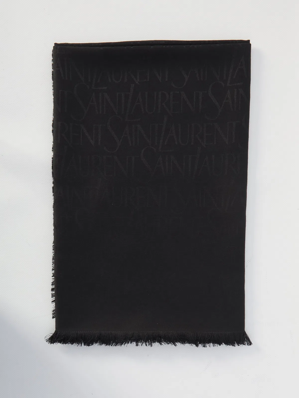 Saint Laurent Black Silk Jacquard Scarf