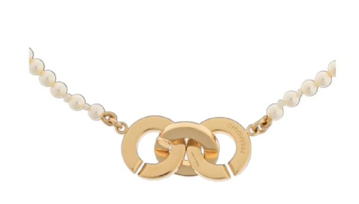 Ferragamo Gold Cream Brass Jewelry